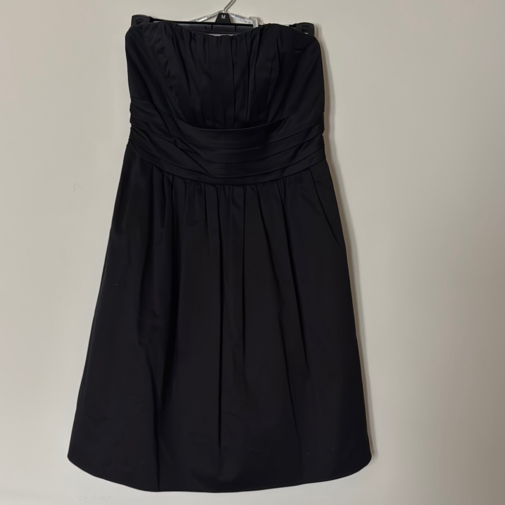 David's Bridal Black Strapless Ruched Cocktail Dress